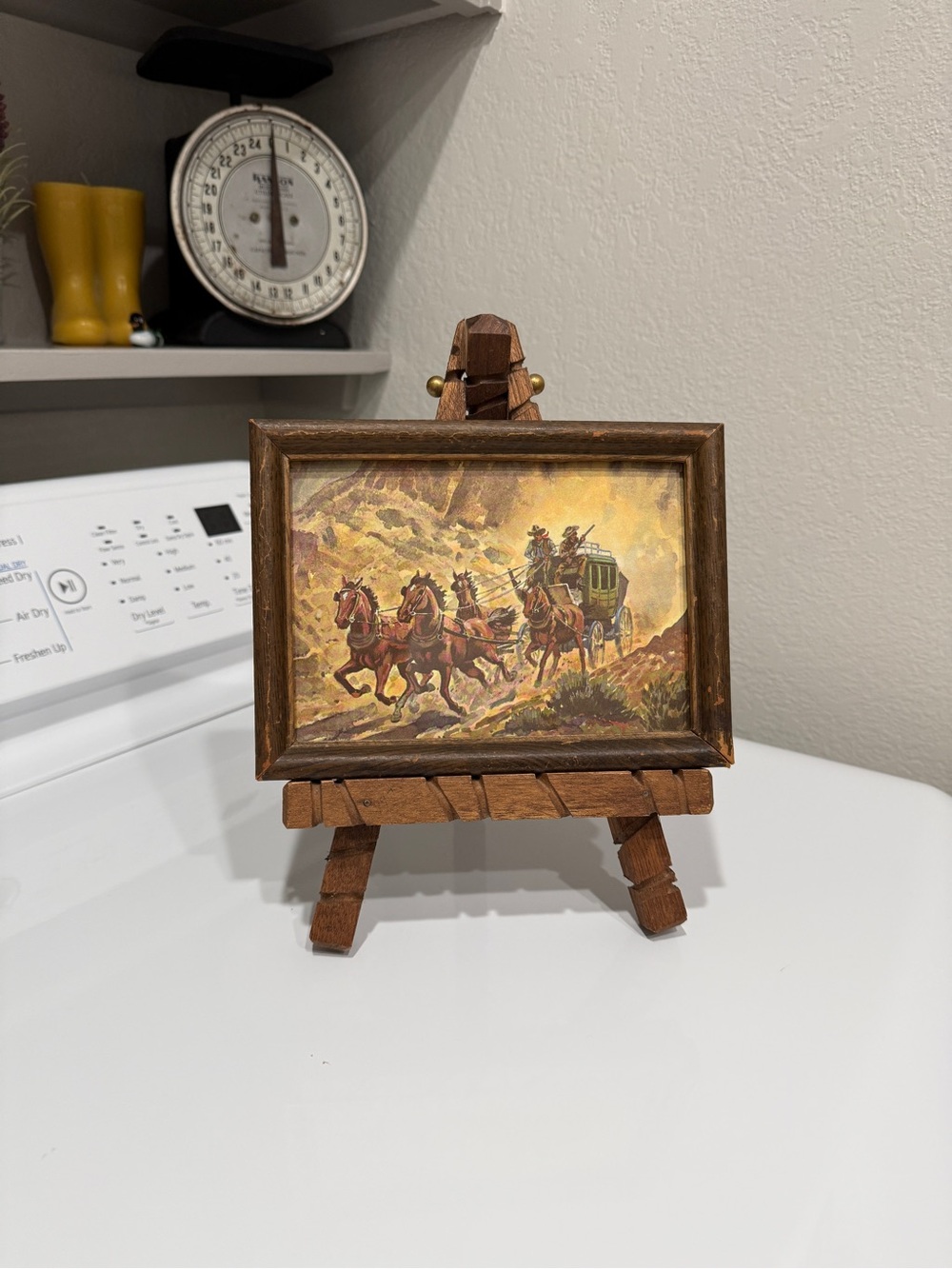 1950’s Ernest Tonk Western Stagecoach Picture with Chunky Wood Easel - Picture 16 of 16